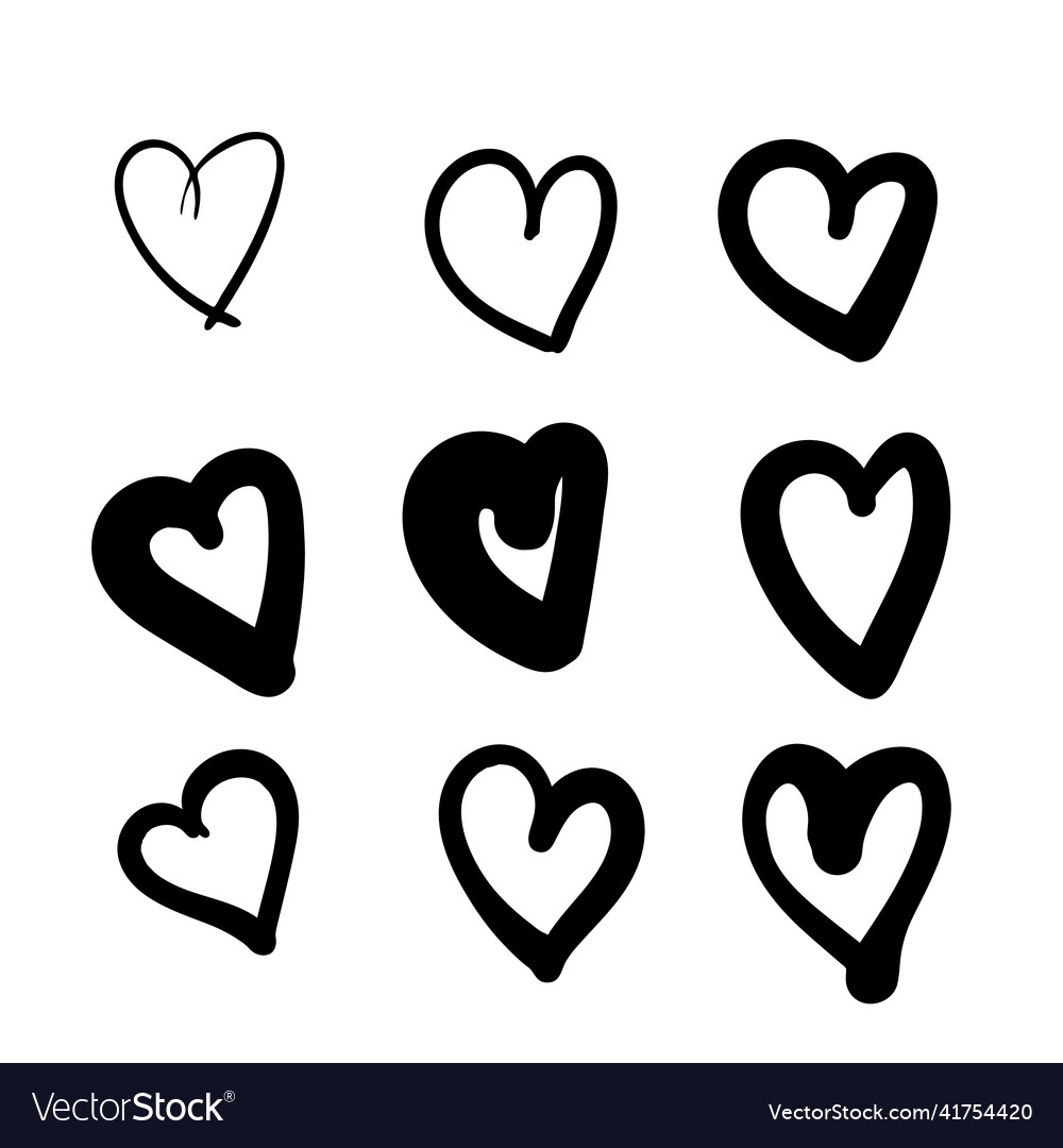 Hand drawn heart love shape doodle symbol Vector Image