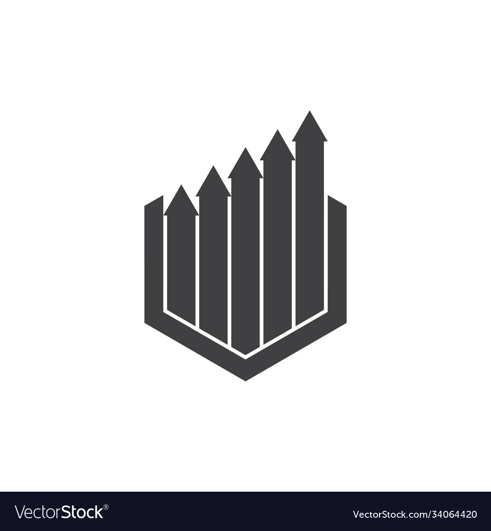 Hexagonal arrow up geometric chart symbol logo