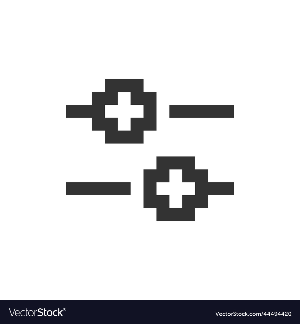 Horizontal adjust pixelated ui icon vector image Horizontal adjust pixelated ui icon