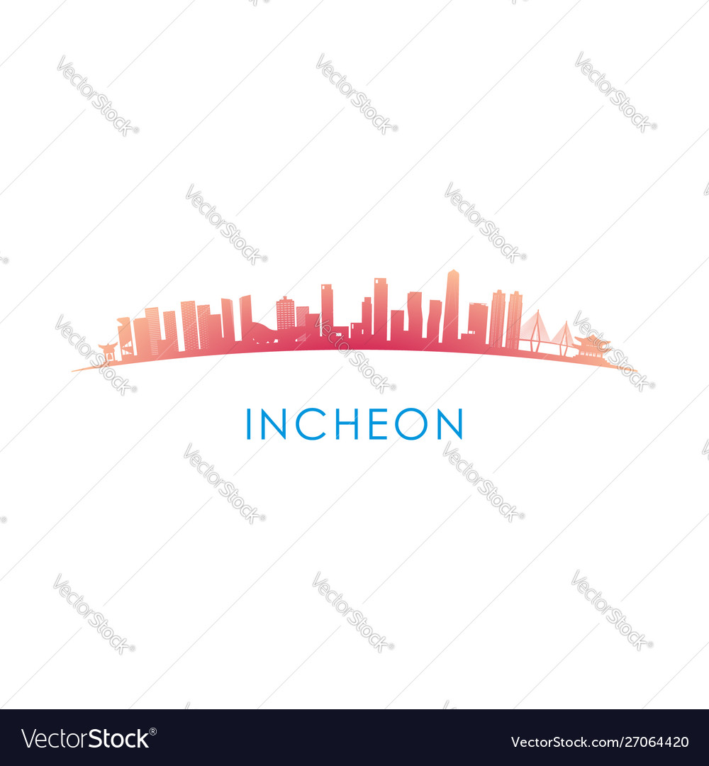 Incheon skyline silhouette design colorful