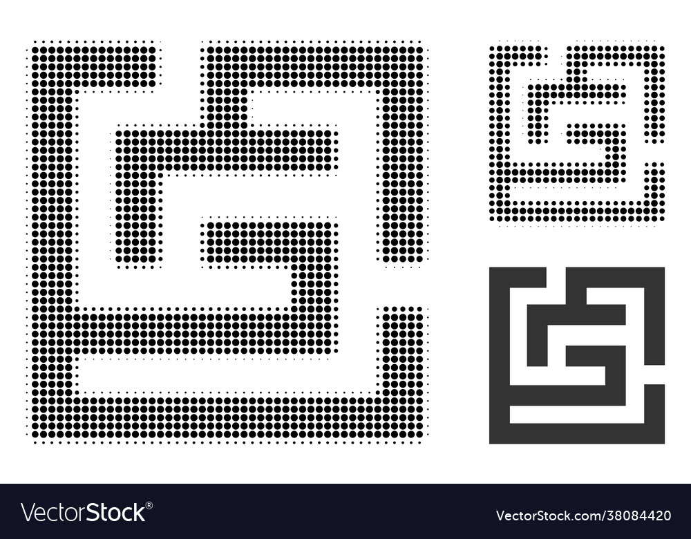 Labyrinth halftone dotted icon