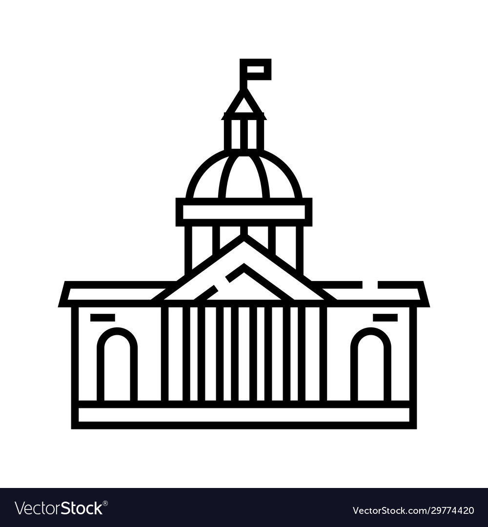 Parlament building line icon concept sign Vector Image