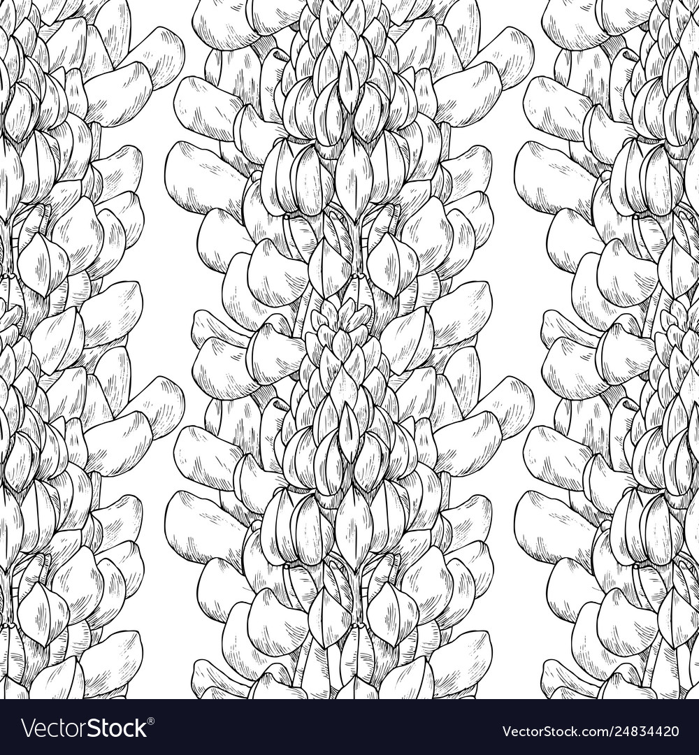 Seamless pattern plant in blossom