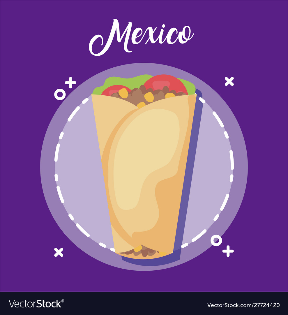 Viva Mexico Celebration With Burrito Food Vector Image   Viva Mexico Celebration With Burrito Food Vector 27724420 