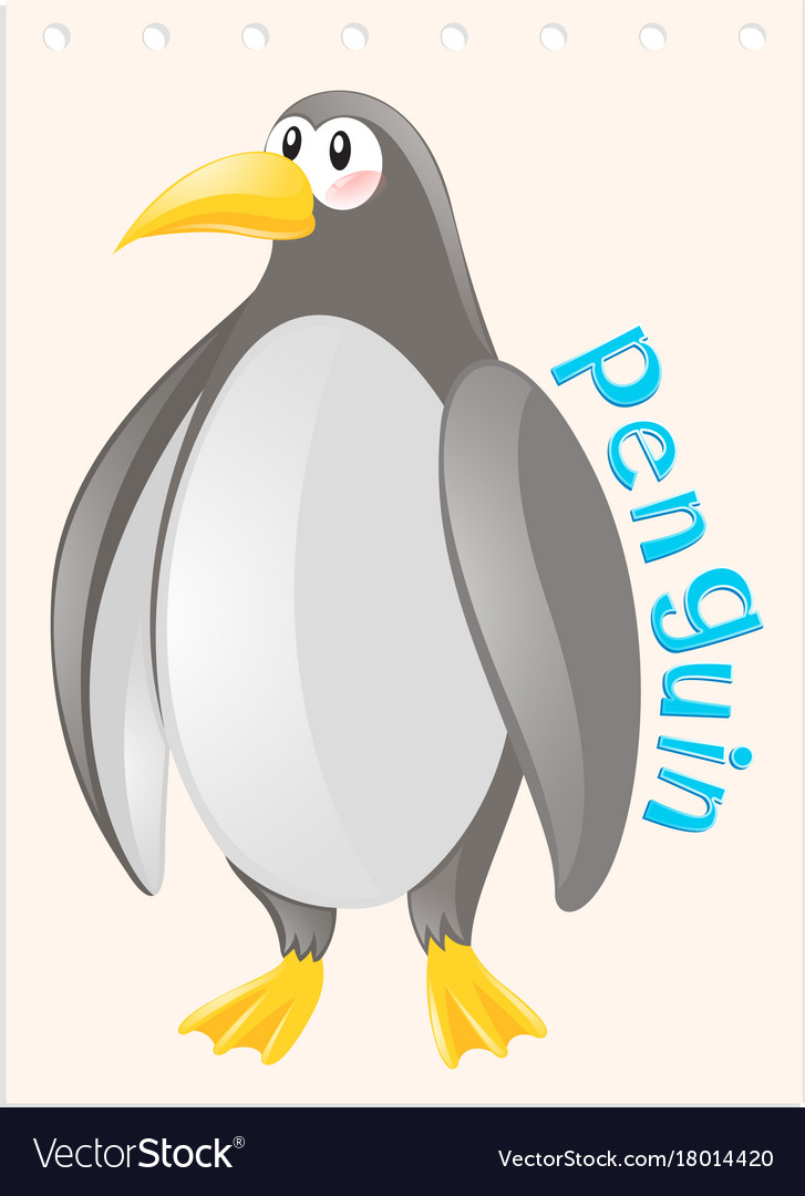 wordcard-for-cute-penguin-royalty-free-vector-image