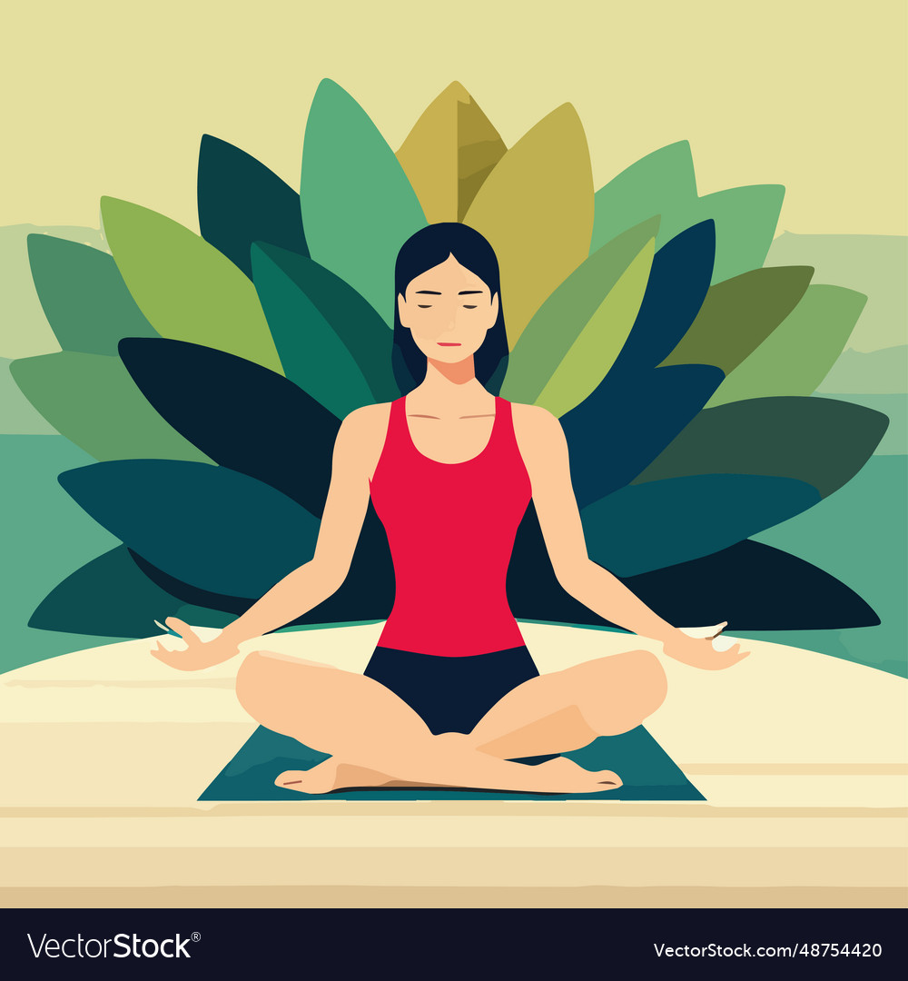 Yoga woman in circle frame Royalty Free Vector Image