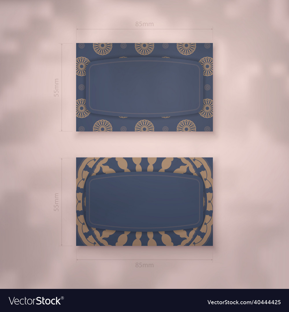 Business card template in blue with luxurious vector image Business card template in blue with luxurious