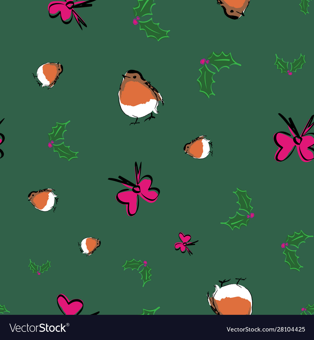 Christmas robin decorations seamless repeat