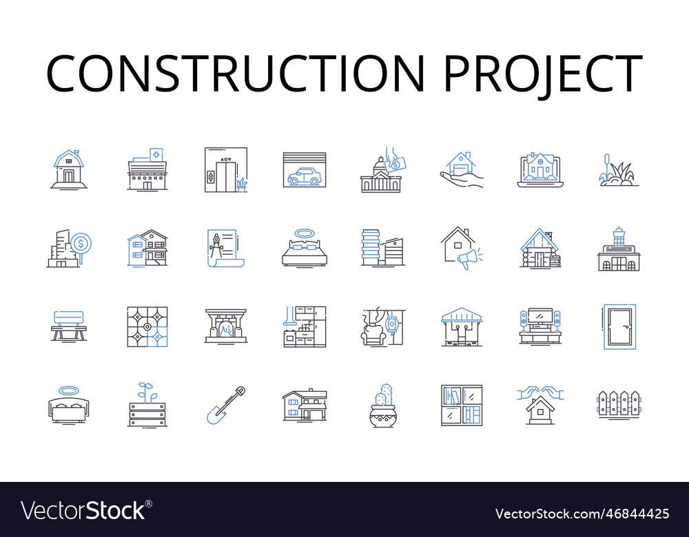 Bauprojekt Linie Icons Sammlung