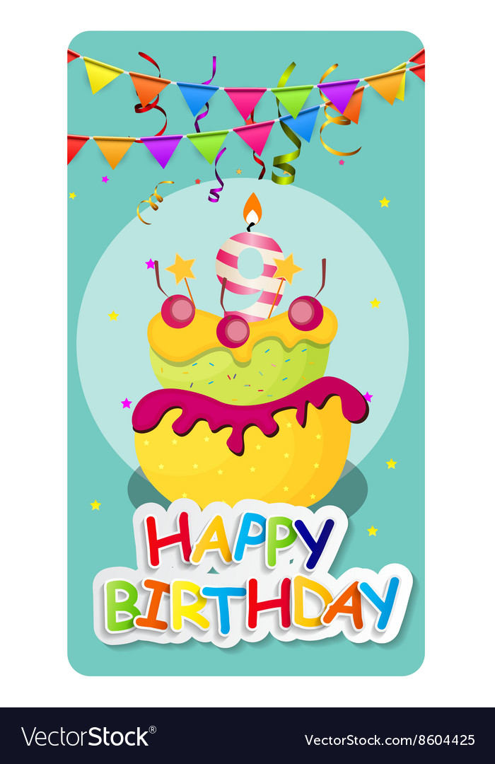 Happy birthday card baner background with cake Vector Image