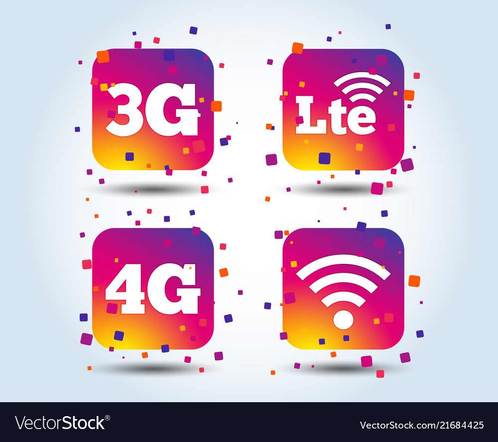 Mobile telecommunications icons 3g 4g and lte