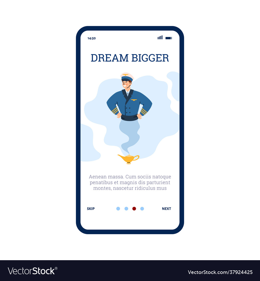 Onboarding mobile page with pilots looking