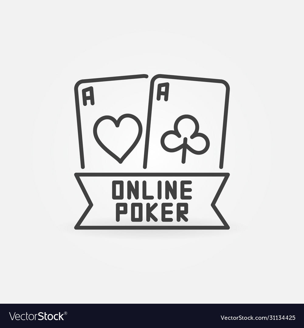 Online poker concept outline icon pair