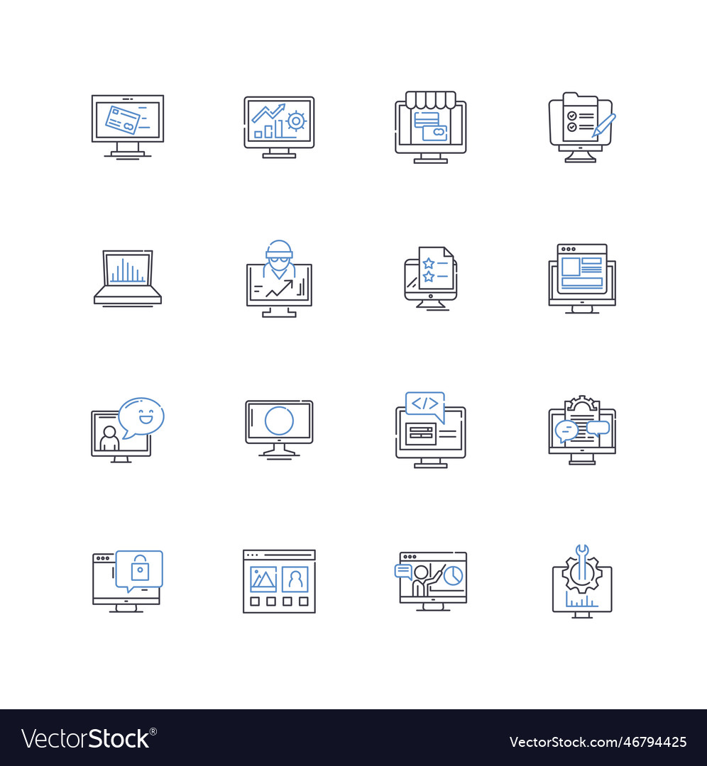 Programming technology line icons collection vector image Programming technology line icons collection