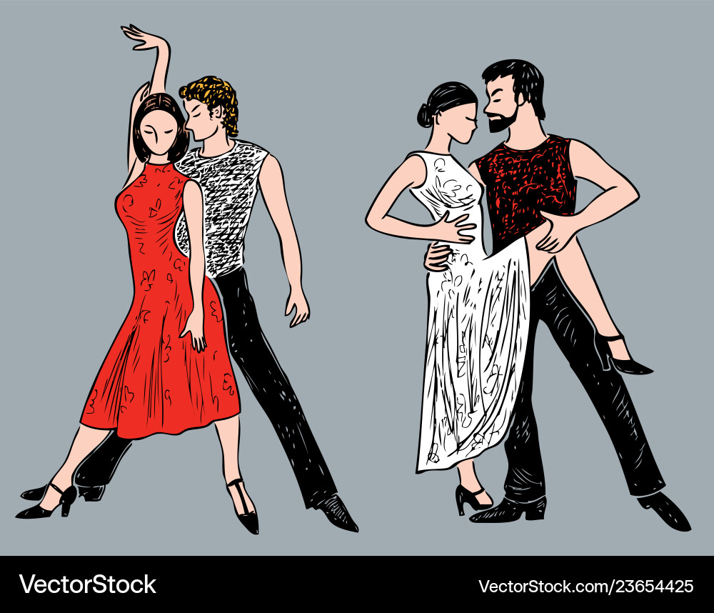 Romantic dancing couples Royalty Free Vector Image