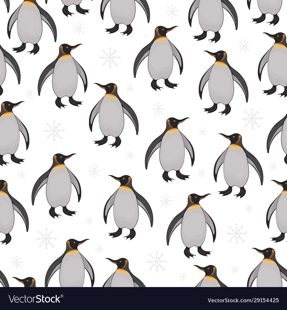 Seamless pattern with cute cartoon penguins