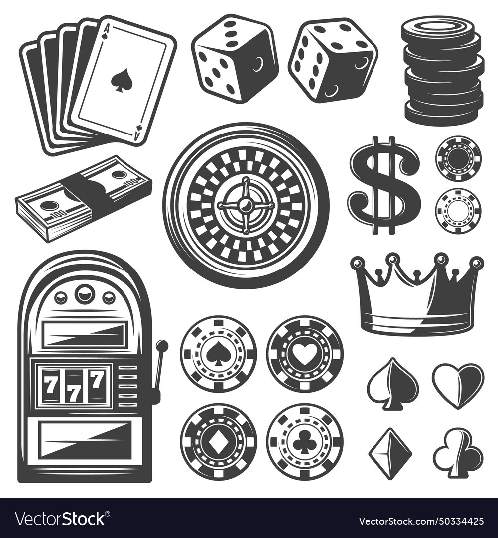 Vintage casino elements set