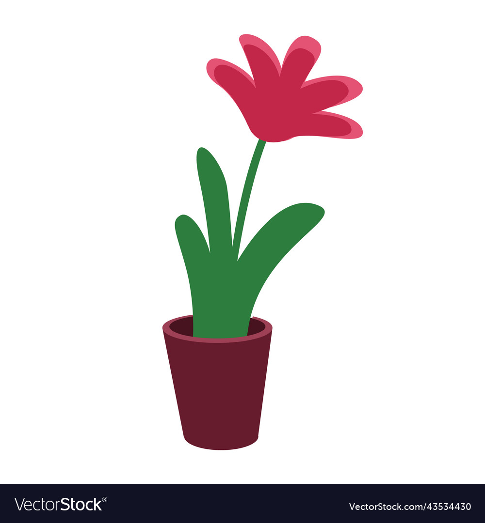 Blooming potted plant semi flat color object