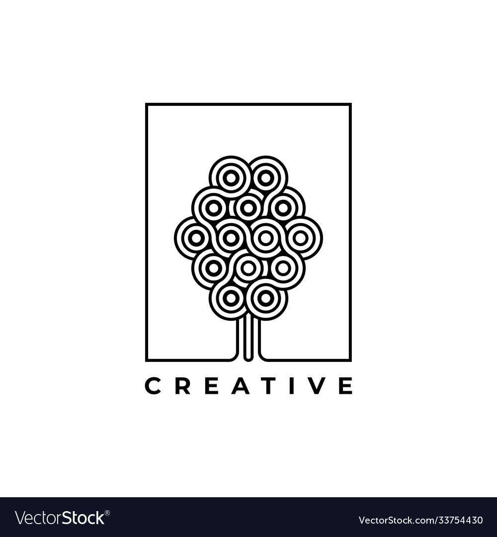 Creative tree in circle logo design