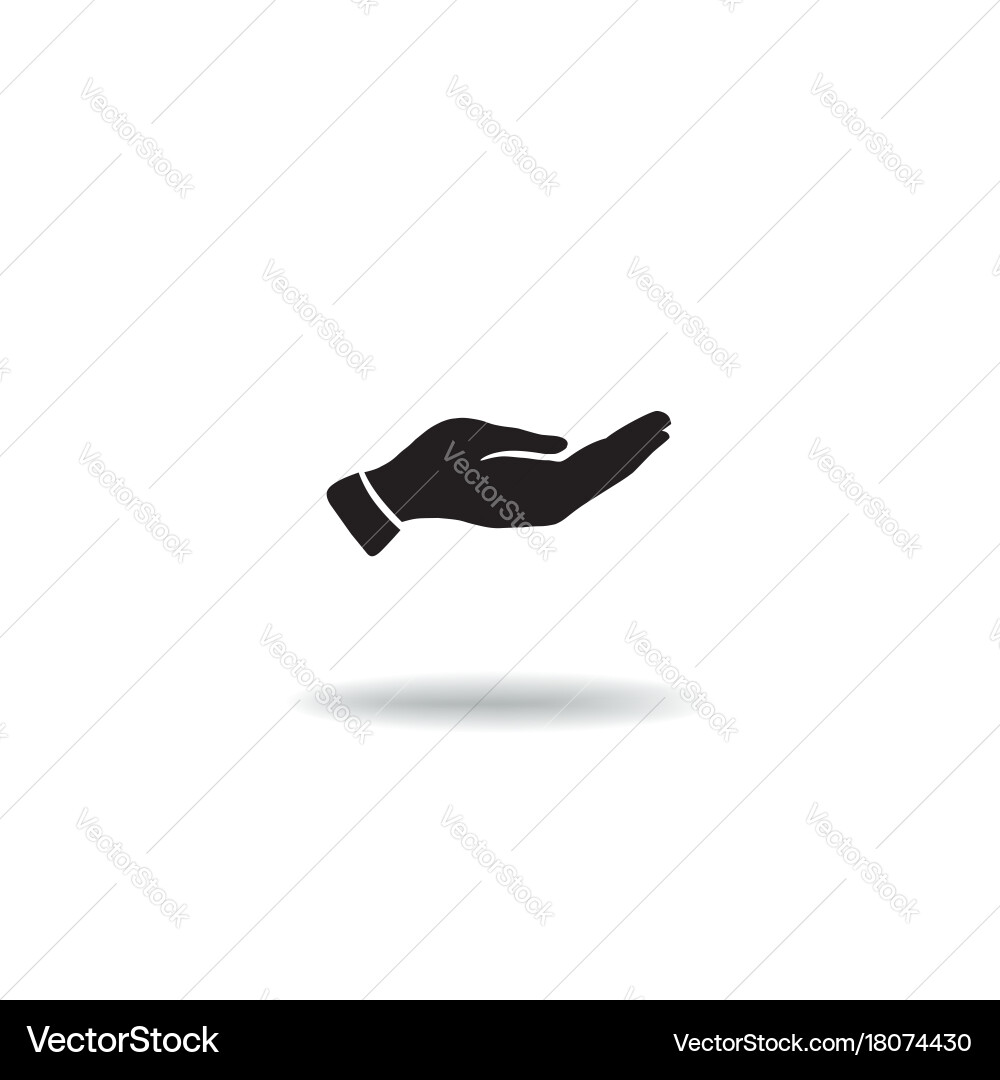 Hand giving gesture silhouette give alms icon on Vector Image