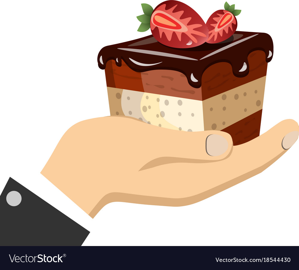 Hand holding sweet cake