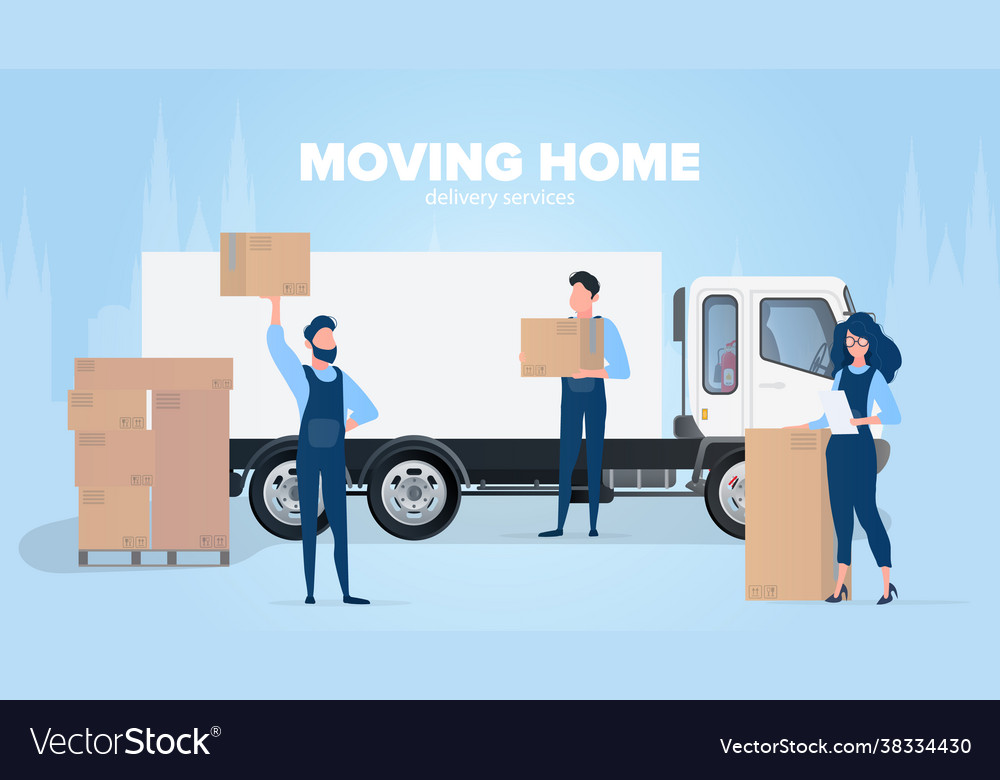 Moving home banner to a new place white Royalty Free Vector