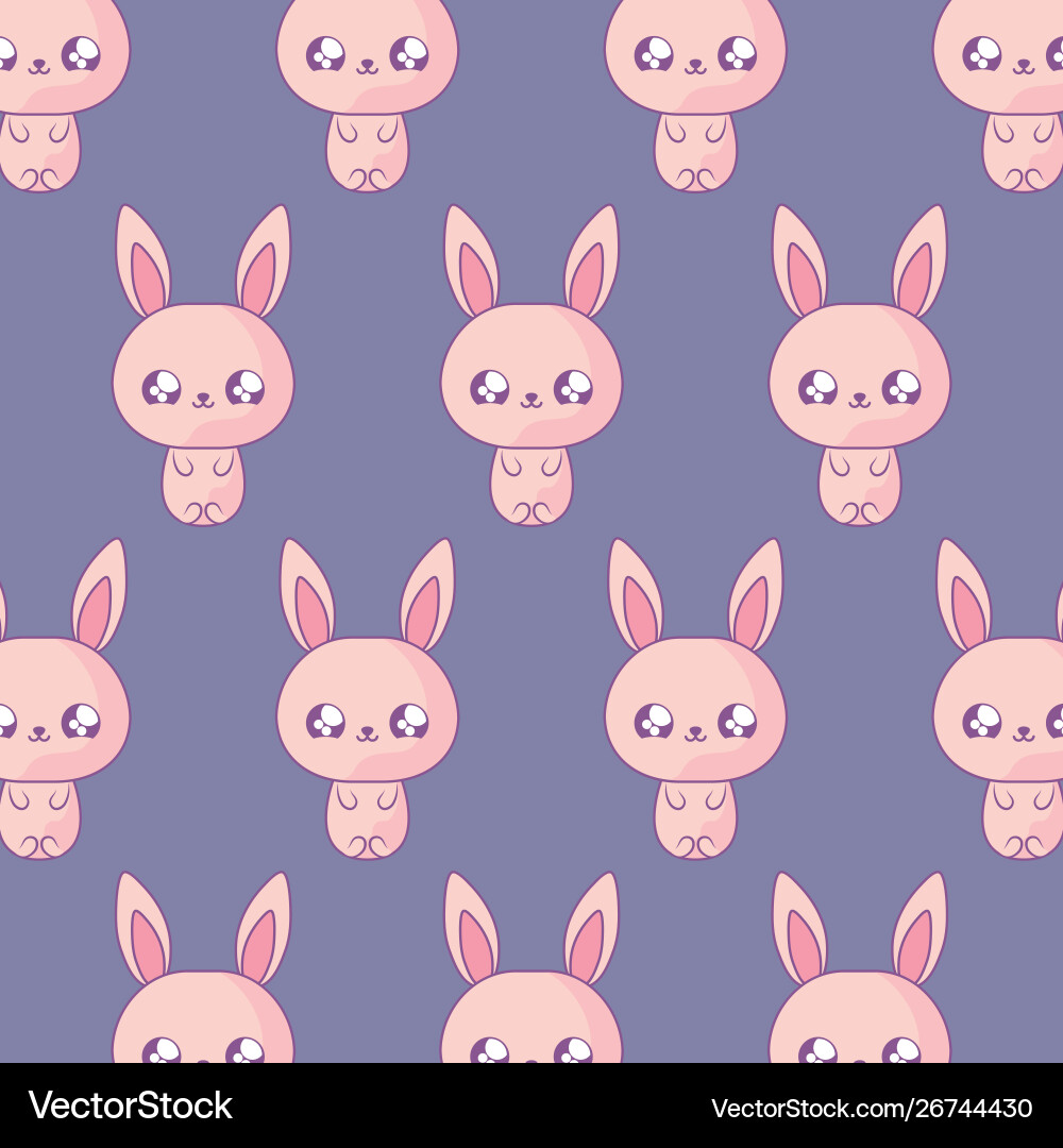 Pattern cute rabbits baby animals kawaii style Vector Image