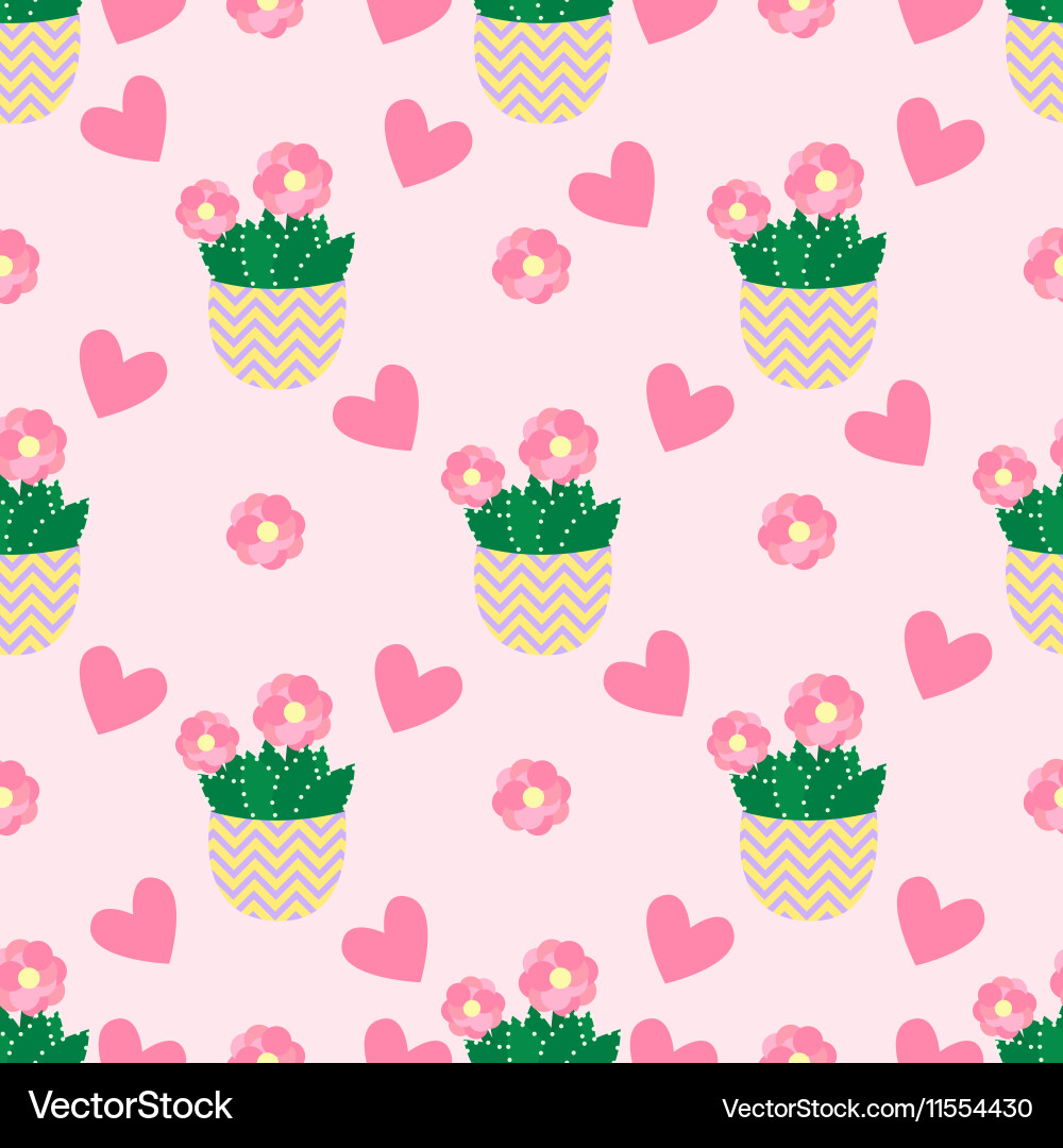 Seamless pattern with cactus Royalty Free Vector Image