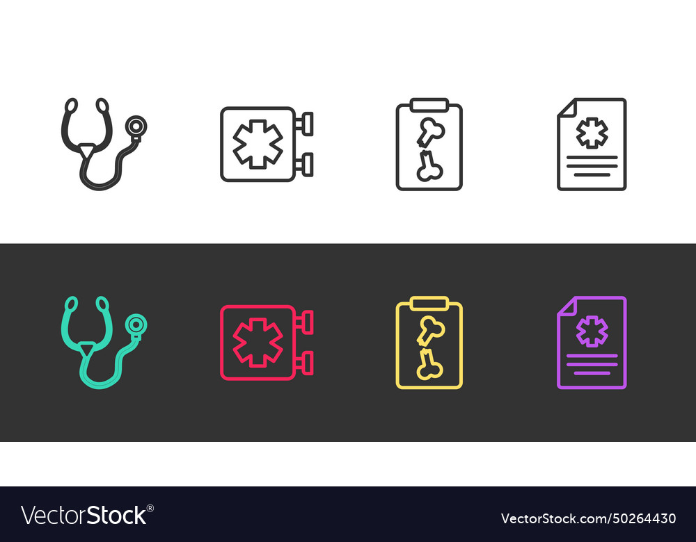 Set line stethoscope medical symbol