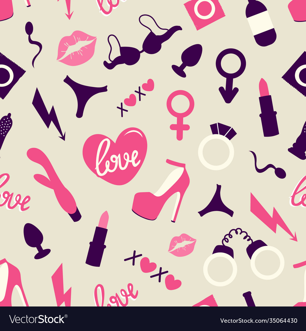 Sex toys and adult items seamless pattern