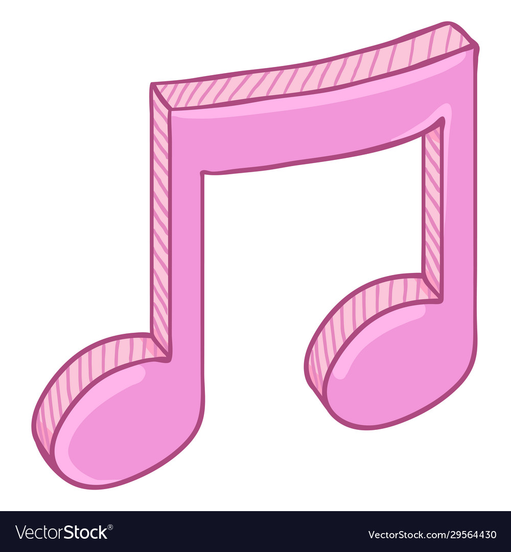 Single cartoon pink musical note icon