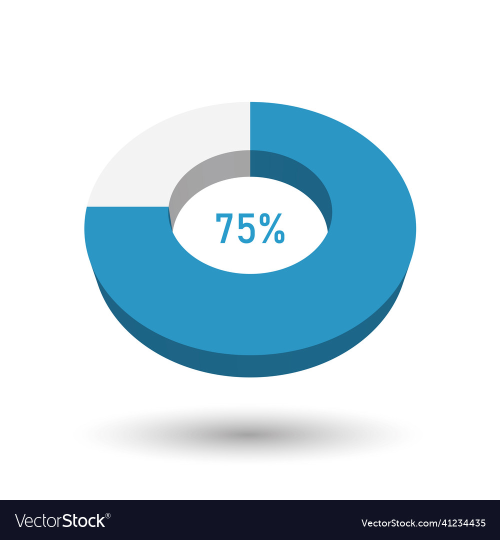 75 percent 3d pie chart Royalty Free Vector Image