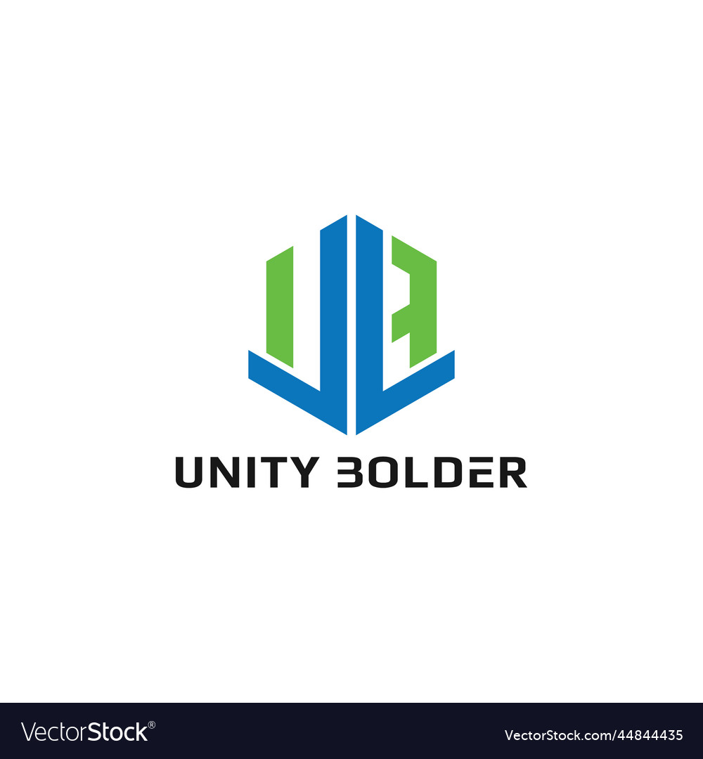 Abstract initial letter ub or bu logo in blue