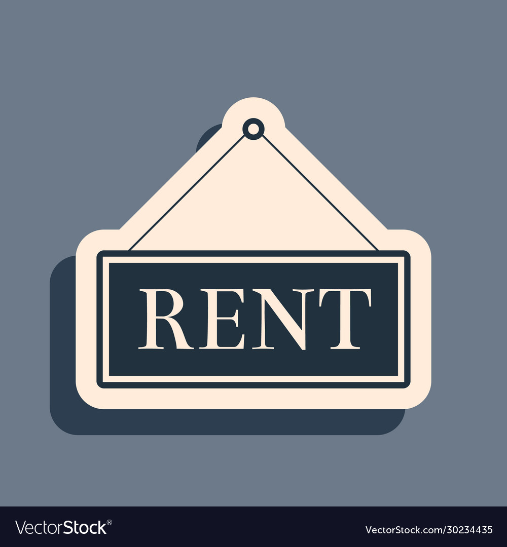 Black hanging sign with text rent icon isolated