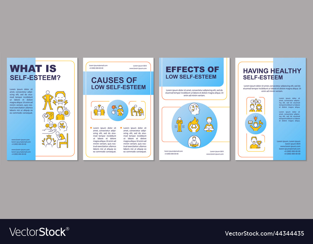 Healthy self esteem blue brochure template Vector Image