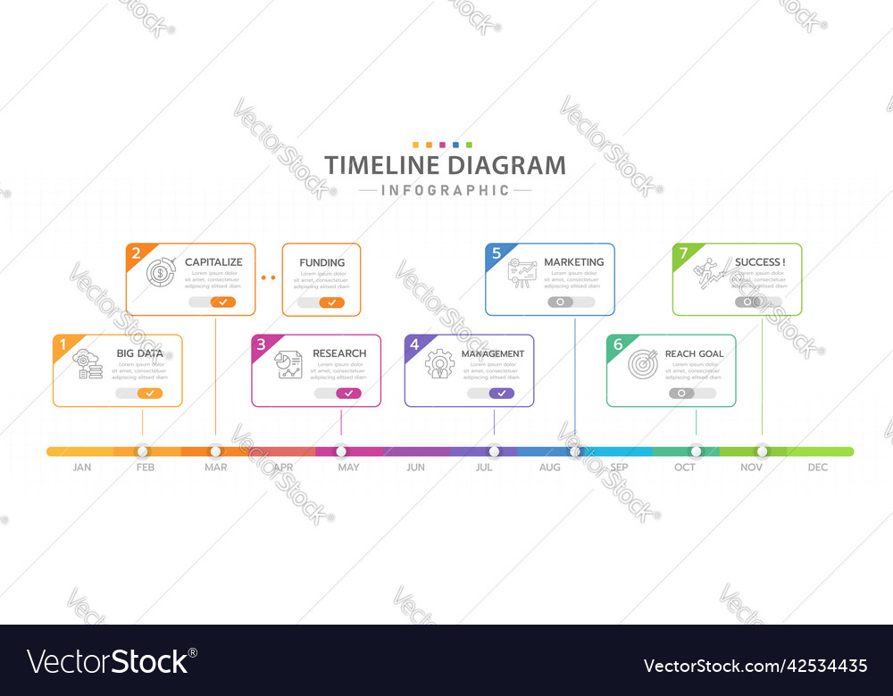 Infographic 12 months timeline calendar chart Vector Image