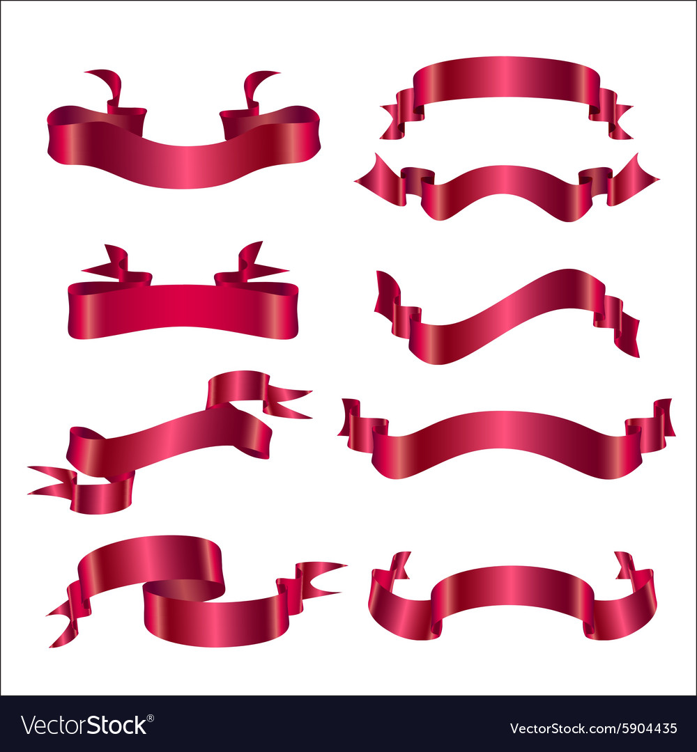 Set ribbon red Royalty Free Vector Image - VectorStock