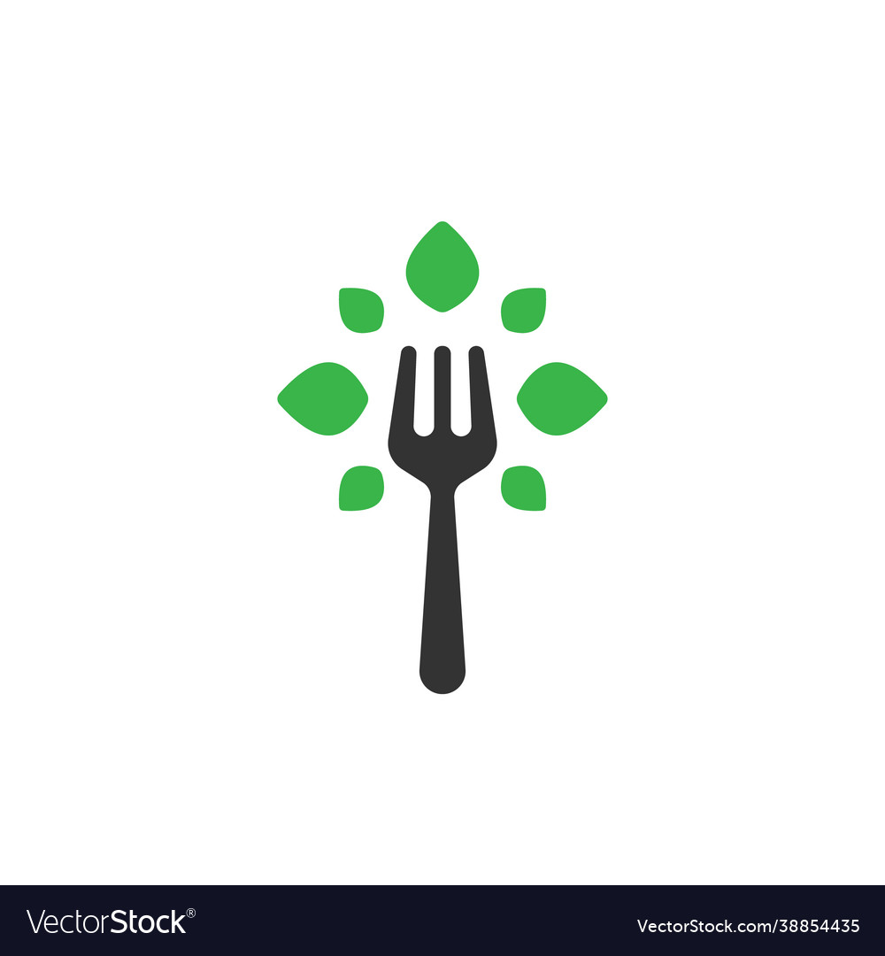 Vegetarian Fork Leaf Symbol Leaf Shape With A Vector Image