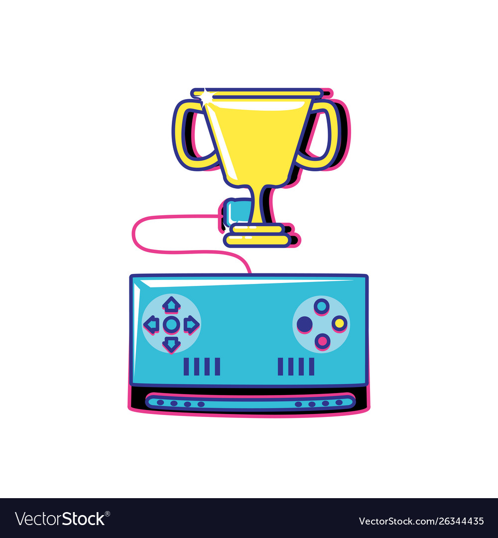 Video game control retro with trophy cup