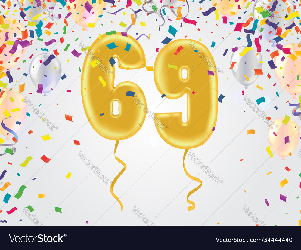 69 years anniversary and birthday with template Vector Image