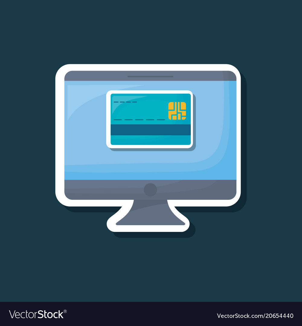 Computer and credit card icon Royalty Free Vector Image