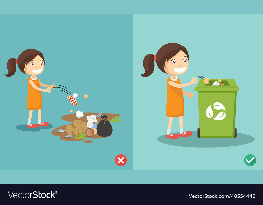 Do not throw littering on the floorwrong and right