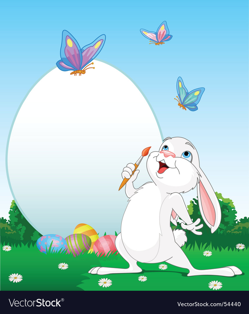 Easter bunny painting eggs Royalty Free Vector Image