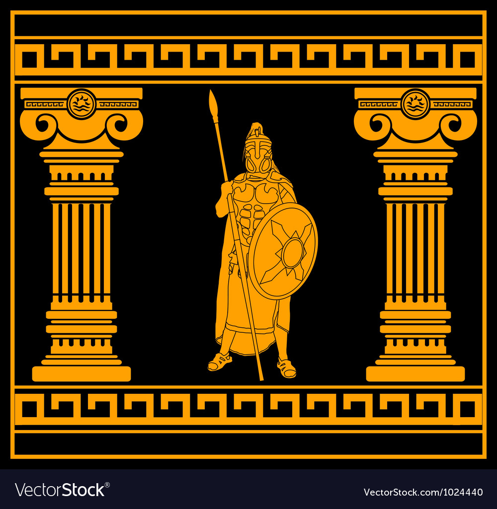 Fantasy warrior with columns second variant Vector Image