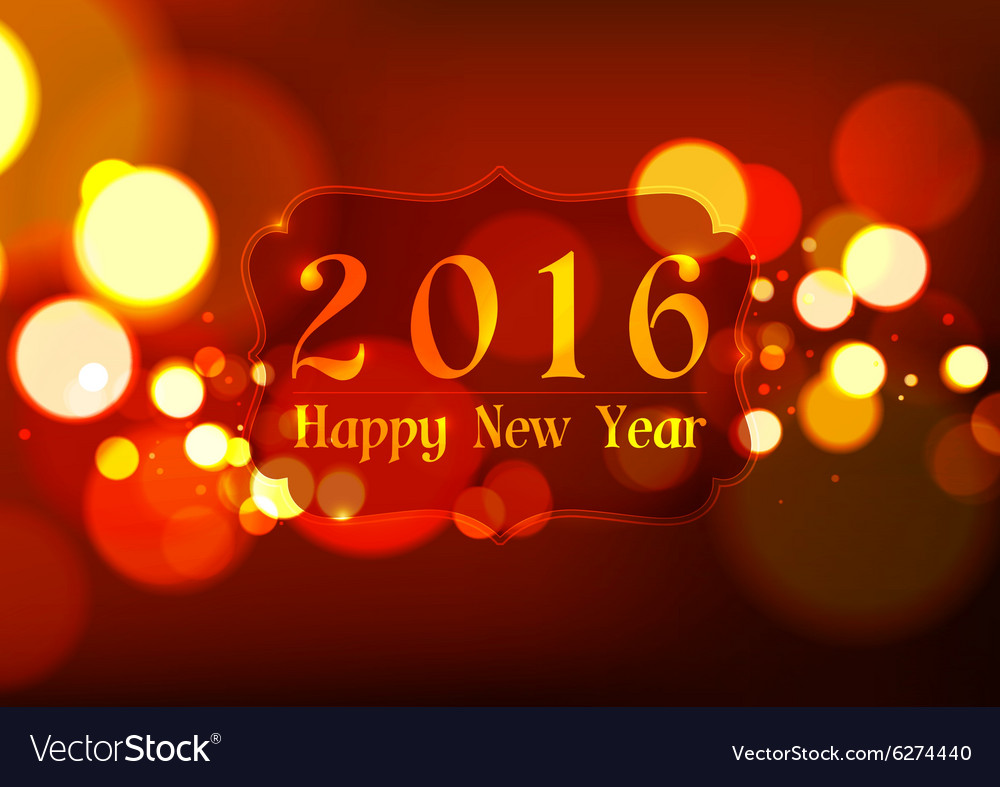 Happy new year 2016 on bokeh light red background