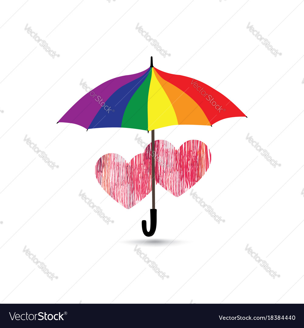 Love heart sign over umbrella protection Vector Image