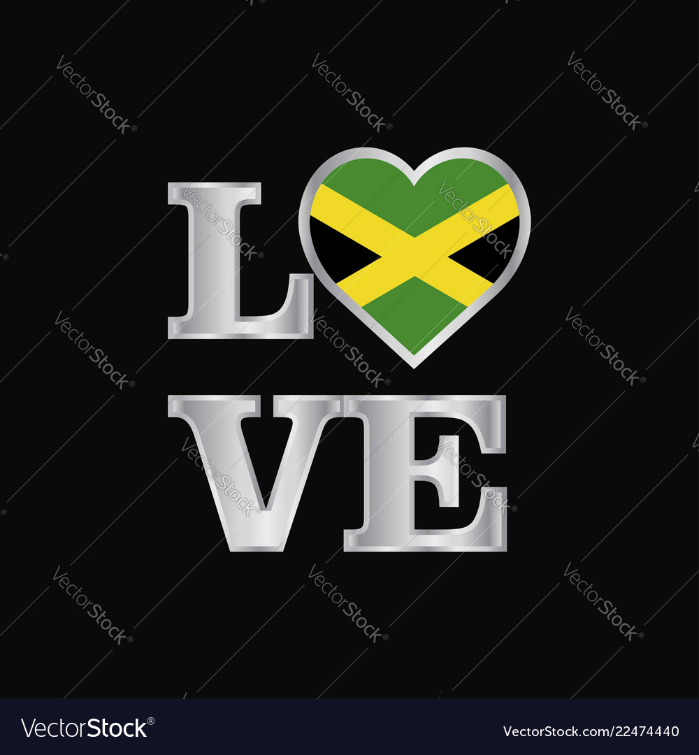 Love typography jamaica flag design beautiful