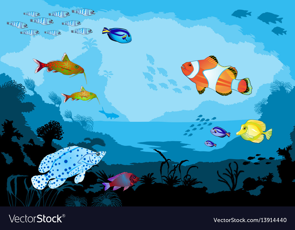 Ocean underwater world with tropical animals Vector Image Ocean underwater world with tropical animals Vector Image