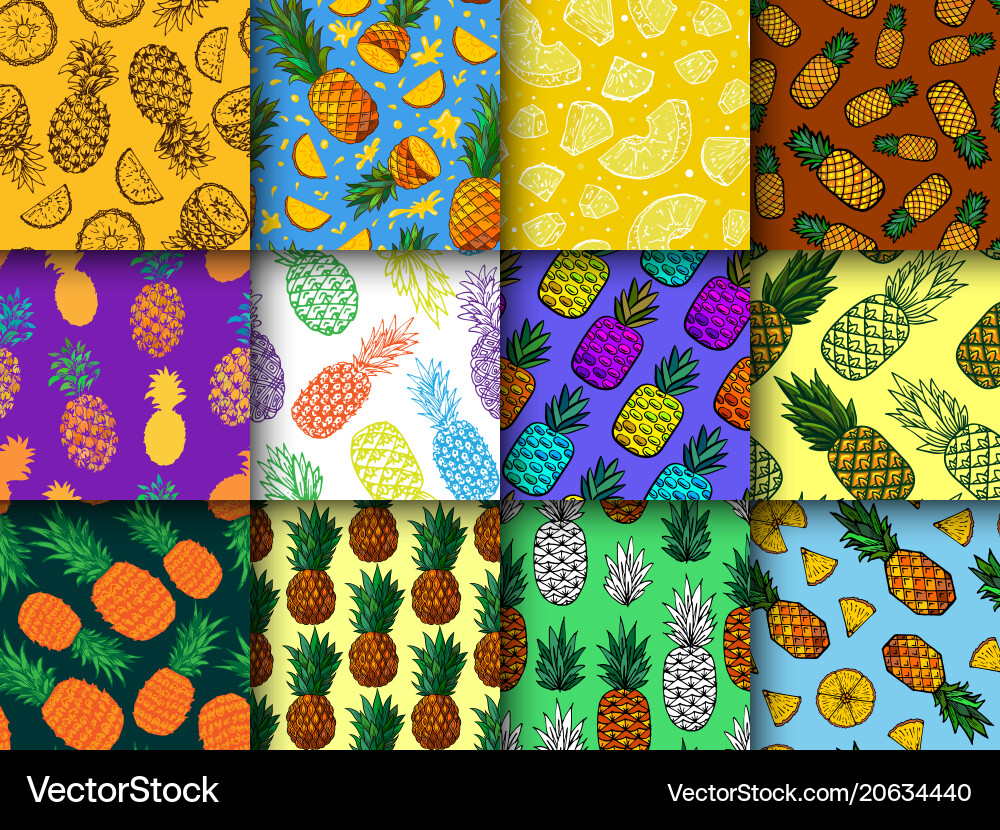 Pineapple seamless pattern ananas or Royalty Free Vector