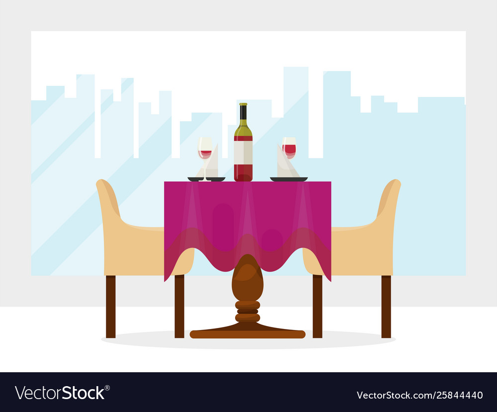 Reserved modern restaurant table with tablecloth